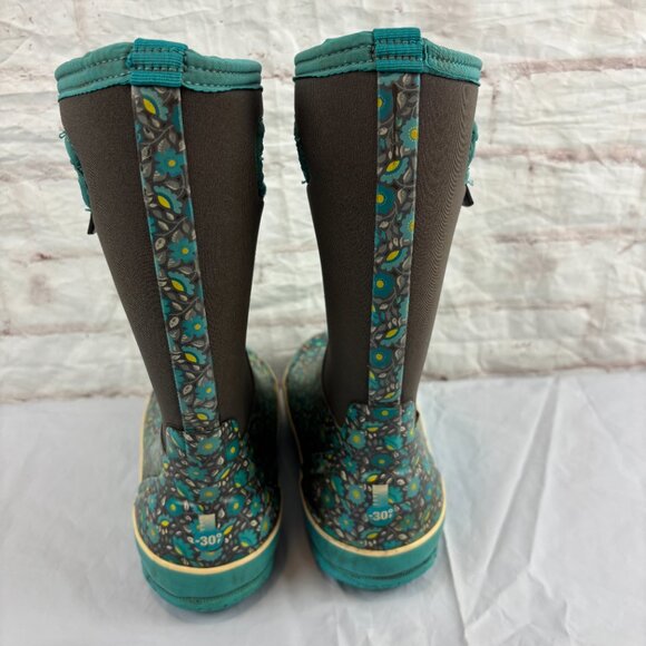 Bogs Girls Youth 3 Blue Sweet Pea Classic Pull-on Rubber Winter Snow Boots - Picture 10 of 12